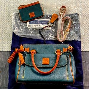 Authentic Dooney & Bourke Teal Medium Pocket Satchel